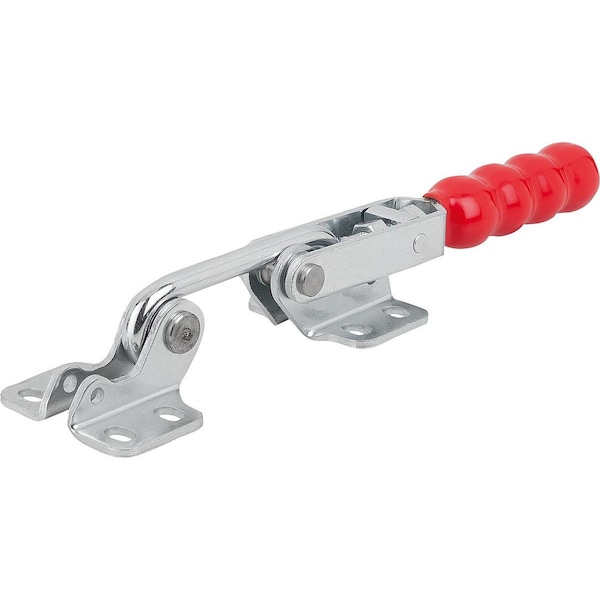 Hook Clamp, Horizontal W Fixed Jaw, F2=4000, Steel Zinc Plated, Comp:Plastic Comp:Red Oil-Resistant